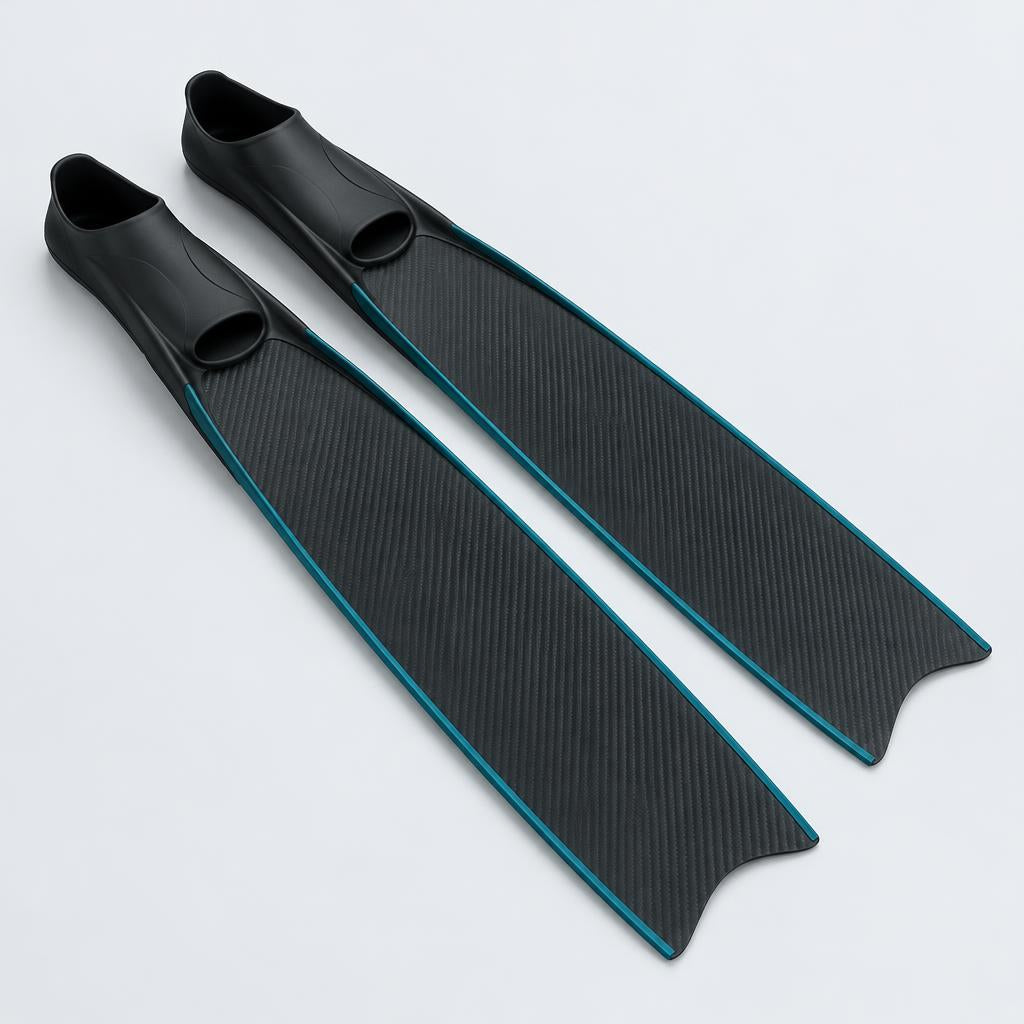 Black long-blade freediving fins concept